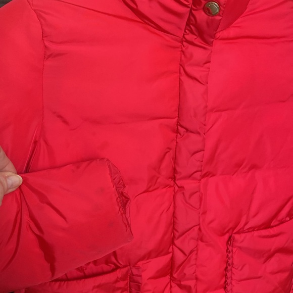 Fuchsia colored, girls puffer coat from Jacadi. Lightly worn. - Picture 8 of 9